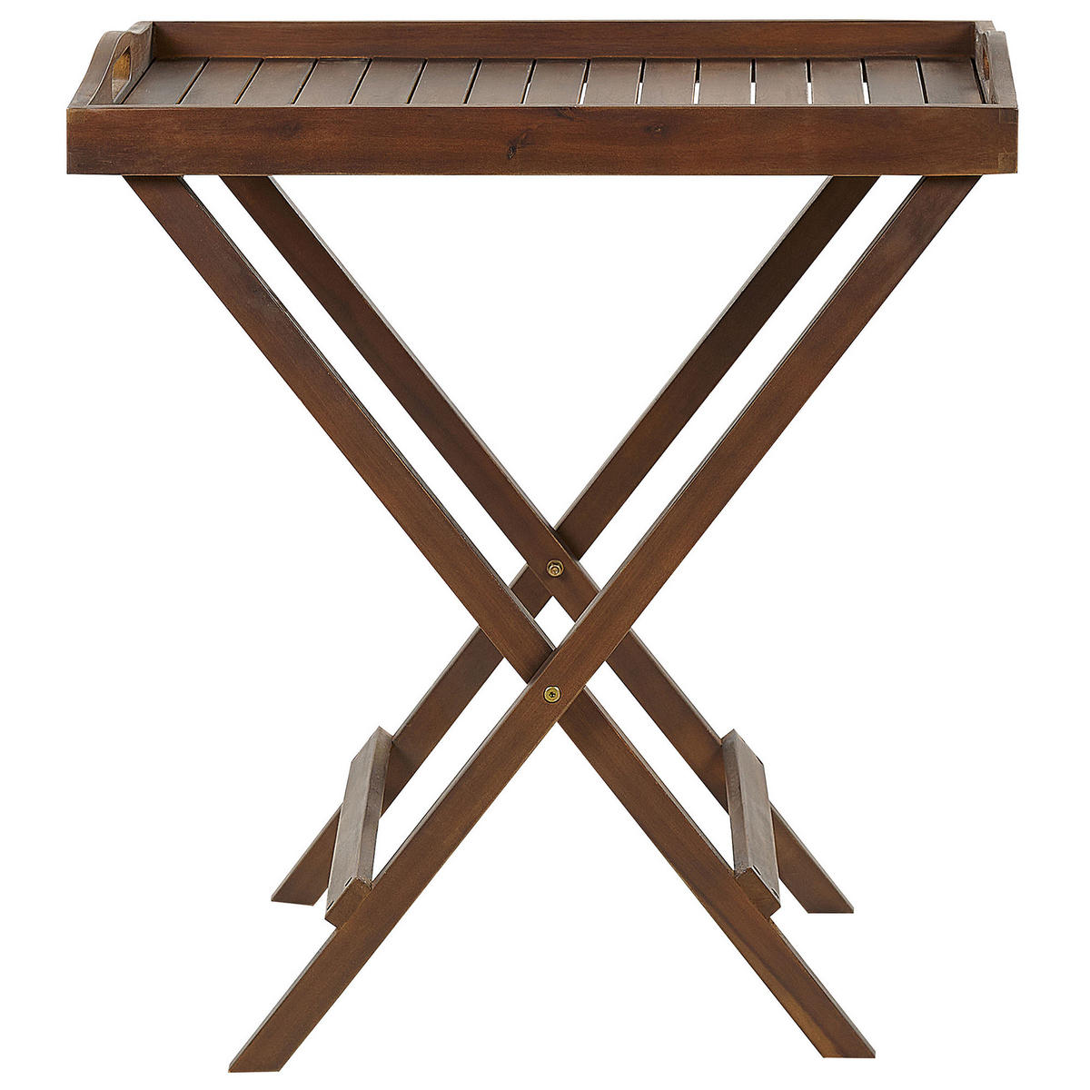 GARTENTISCH Massivholz Dunkler Holzfarbton Amantea - Dunkelbraun, Holz (68/45/73cm) - Beliani