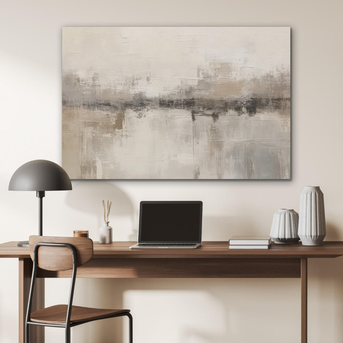 AKUSTIKPANEEL Moderne Kunst - Abstrakt - Beige 100x70 cm - Beige, Textil (100/0.9/70cm) - MuchoWow