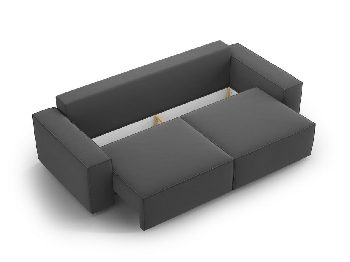 SOFA ausklappbar mit Bettkasten Jodie aus Samt grau 3 Sitzplätze - Grau, Textil (107/86/247cm) - Micadoni