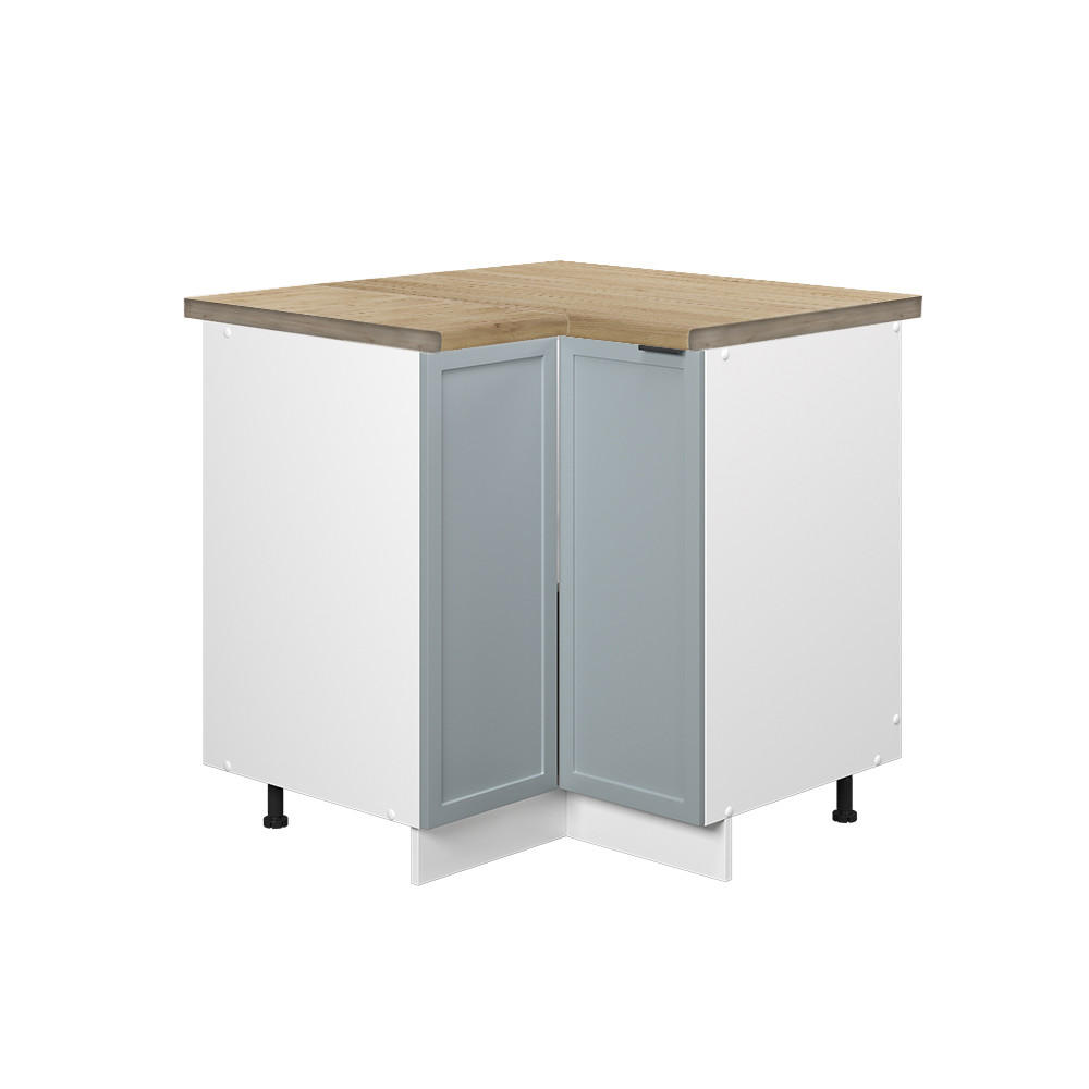 ECKUNTERSCHRANK Fame-Line Hellblau-grau 80.5 cm, AP Eiche - Blaugrau/Weiß, Holzwerkstoff (80.5/82/60cm) - Vicco