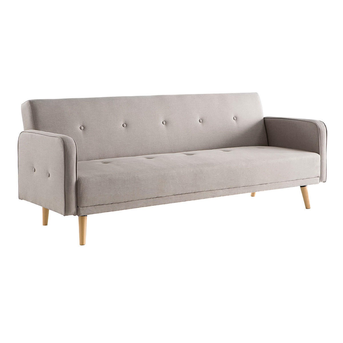 SOFA Verstellbar 3-Sitzer Skandinavisches Design Naturfarbe ULLA - Naturfarben, Textil (82.5/80.5/205cm) - Miliboo