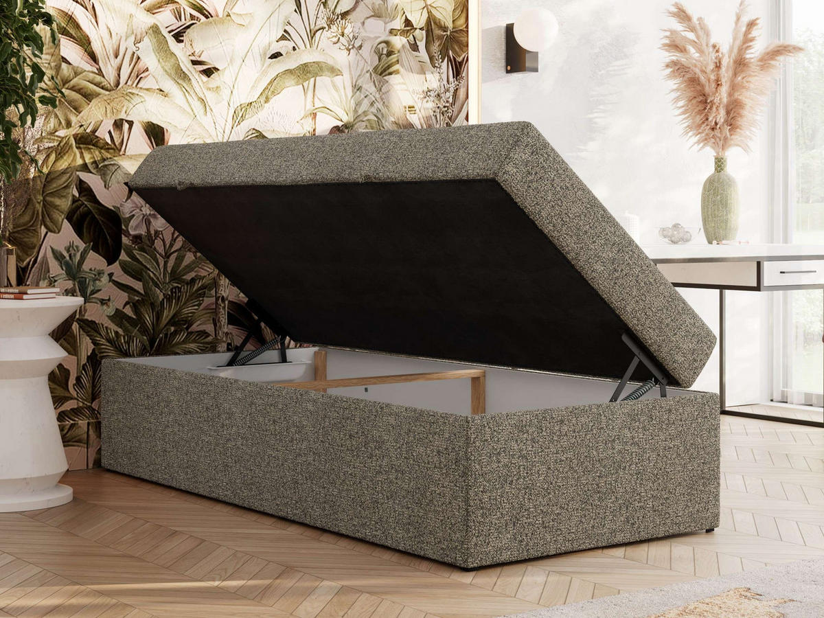 BOXBETT ZERO 90/200 - Grau Struktur - H3 - Topper T25 - Grau, Textil (90/200cm) - MKS