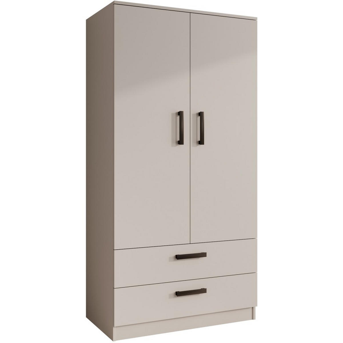 DREHTÜRENSCHRANK Trend, mit Schubladen, Kaschmir - Kaschmir/Schwarz, Holzwerkstoff (90/180/50cm) - Beautysofa