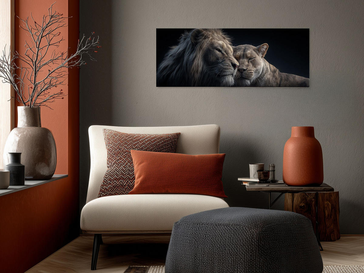 GLASBILD 80x30 cm Löwen - Beige, Glas (80/30cm) - artissimo