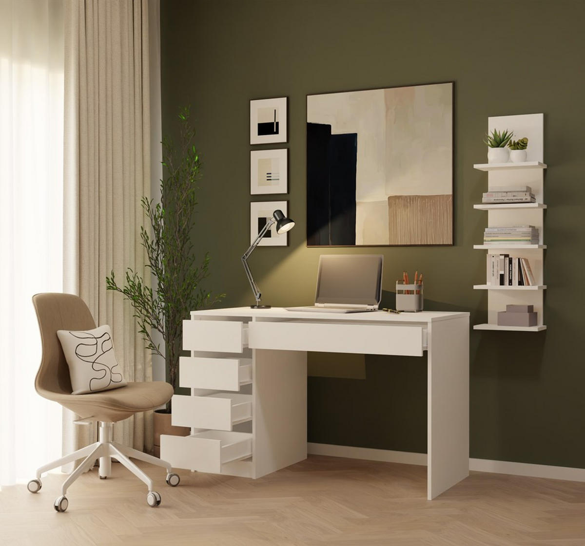 SCHREIBTISCH Weiß 120/77/55 - Weiß, Holzwerkstoff (55/120/77cm) - RAUMHIRSCH FURNITURE