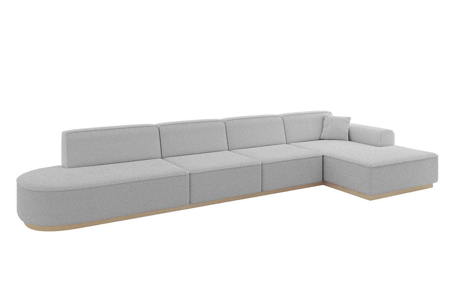 ECKSOFA Ottomane Rechts IREA-L3 - 412x165x80 cm Hellgrau - Hellgrau, Holzwerkstoff/Textil (412/165cm) - ALTDECOR