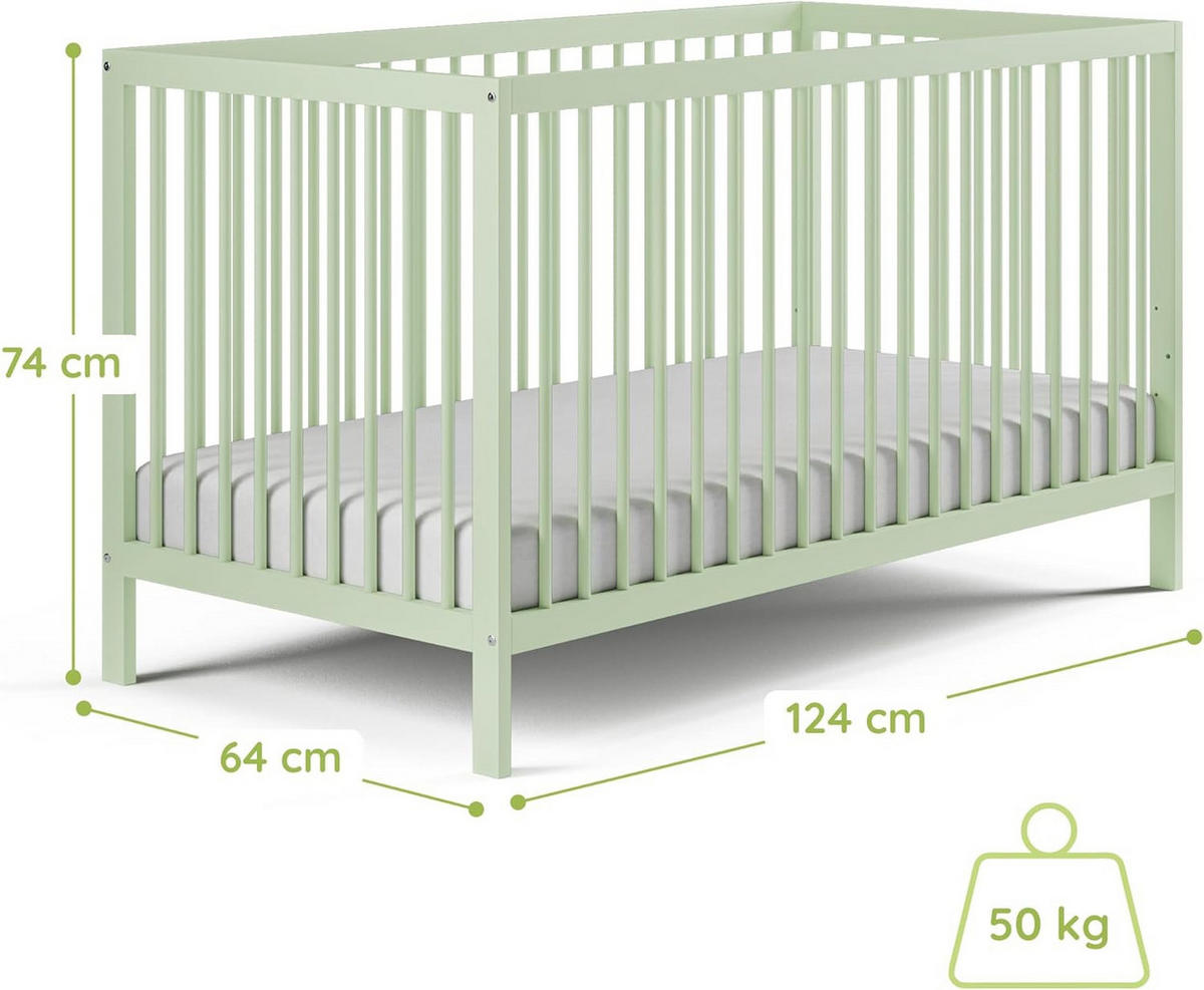 DĚTSKÁ POSTÝLKA 60x120 cm v zelené barvě - zelená barva, dřevo (60/120cm) - Kids Collective