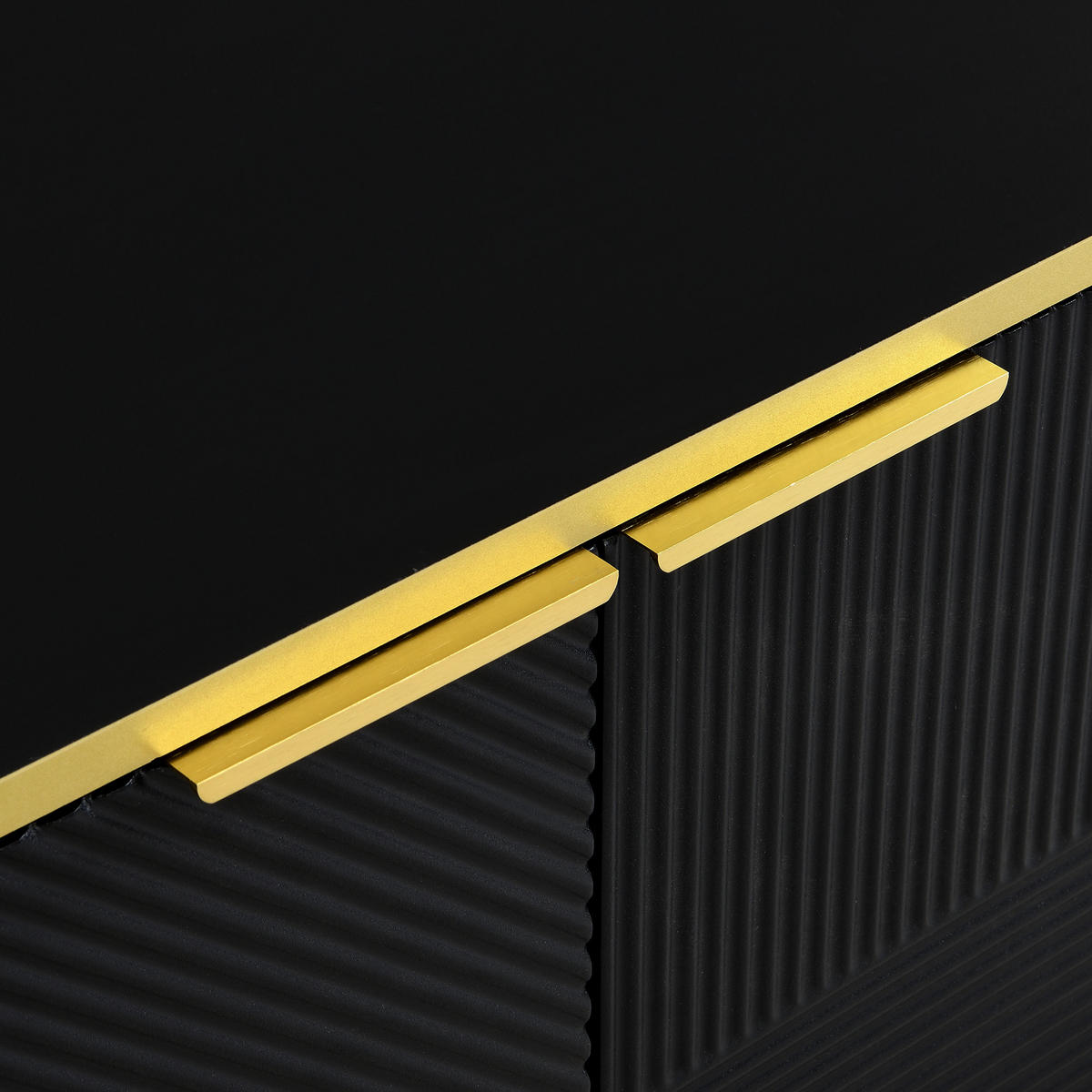 TV-ELEMENT160X37,5X48CM SchwarzGold Lowboard mit 4 Türen und Kabelmanagement - Schwarz, Holz (45.09/14.61/175.26cm) - Raelunyi