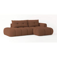 ECKSOFA FLUMA R-S Kupferfarben Boucle-Stoff mit Schlaffunktion - Kupferfarben, Holz (274/165cm) - MASSENO