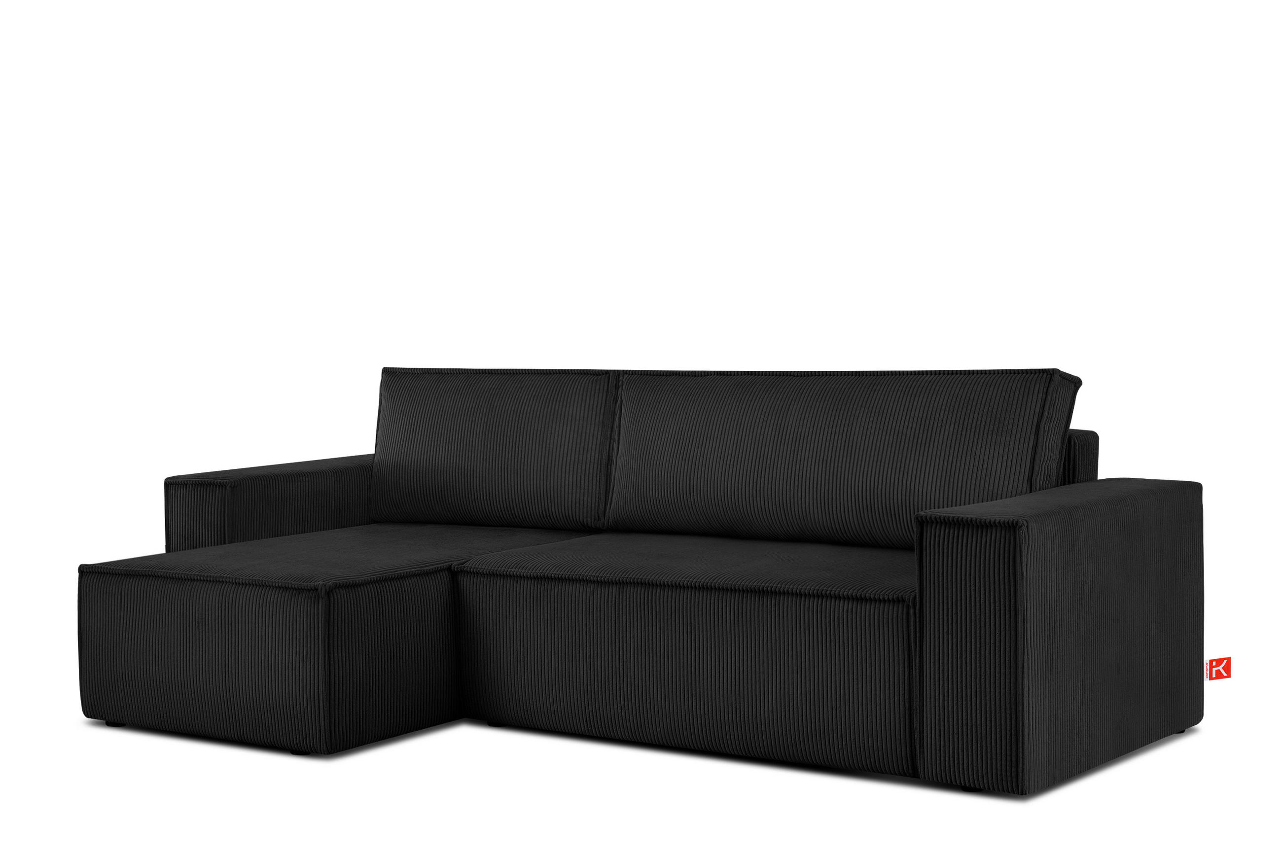 ECKSOFA-LINKS/RECHTS NAPI Schlaffunktion mit Cordbezug, Schwarz - Schwarz, Textil (262/148cm) - KONSIMO®