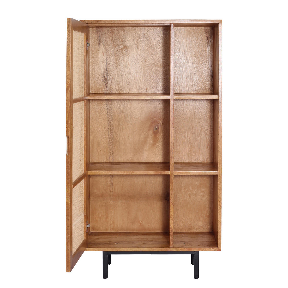 MASSIVES HIGHBOARD - 80 cm - Mango massiv / Wiener Geflecht - Mango / Beige - Braun, Naturmaterialien/Holz (80/150/40cm) - home24