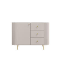 KOMMODE Olivia 123cm, mit 1 Tür, 3 Schubladen und geriffeltem Design, kaschmir - Kaschmir, Metall (43/85/123cm) - Margaret Hadas24
