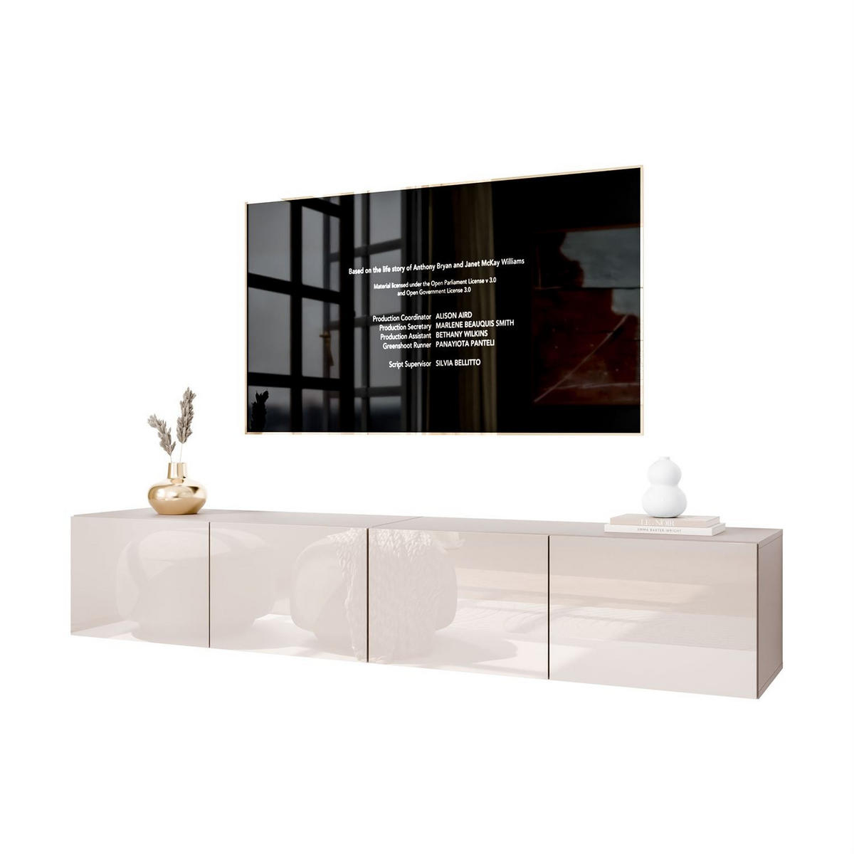 TV-SCHRANK COLGANTE 200 Kaschmir Hochglanz ohne LED - Kaschmir, Holzwerkstoff (200/36/40cm) - Lookway