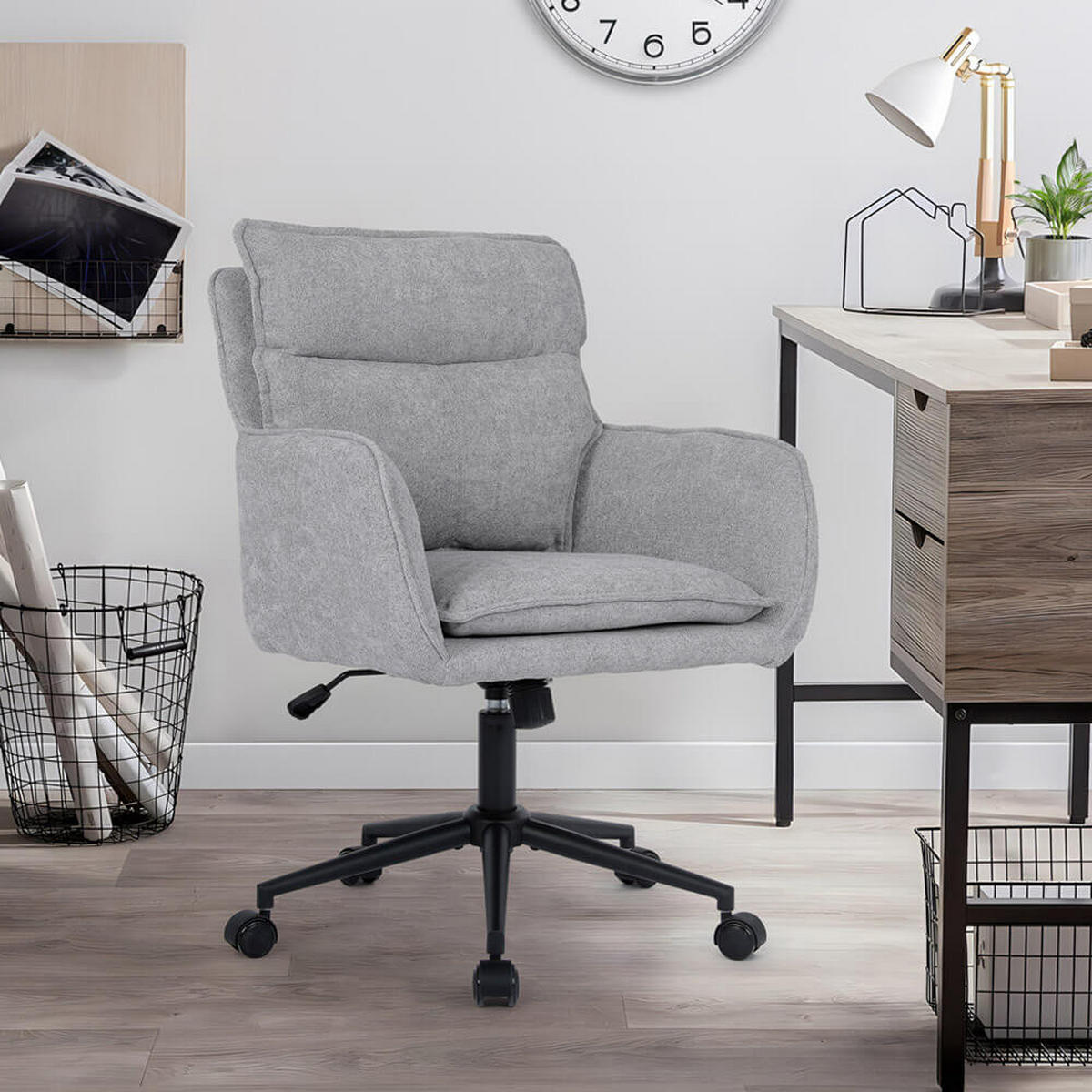 BÜROSTUHL aus Webstoff CORA - Grau - Grau, Kunststoff (60/100/70cm) - Home Deluxe