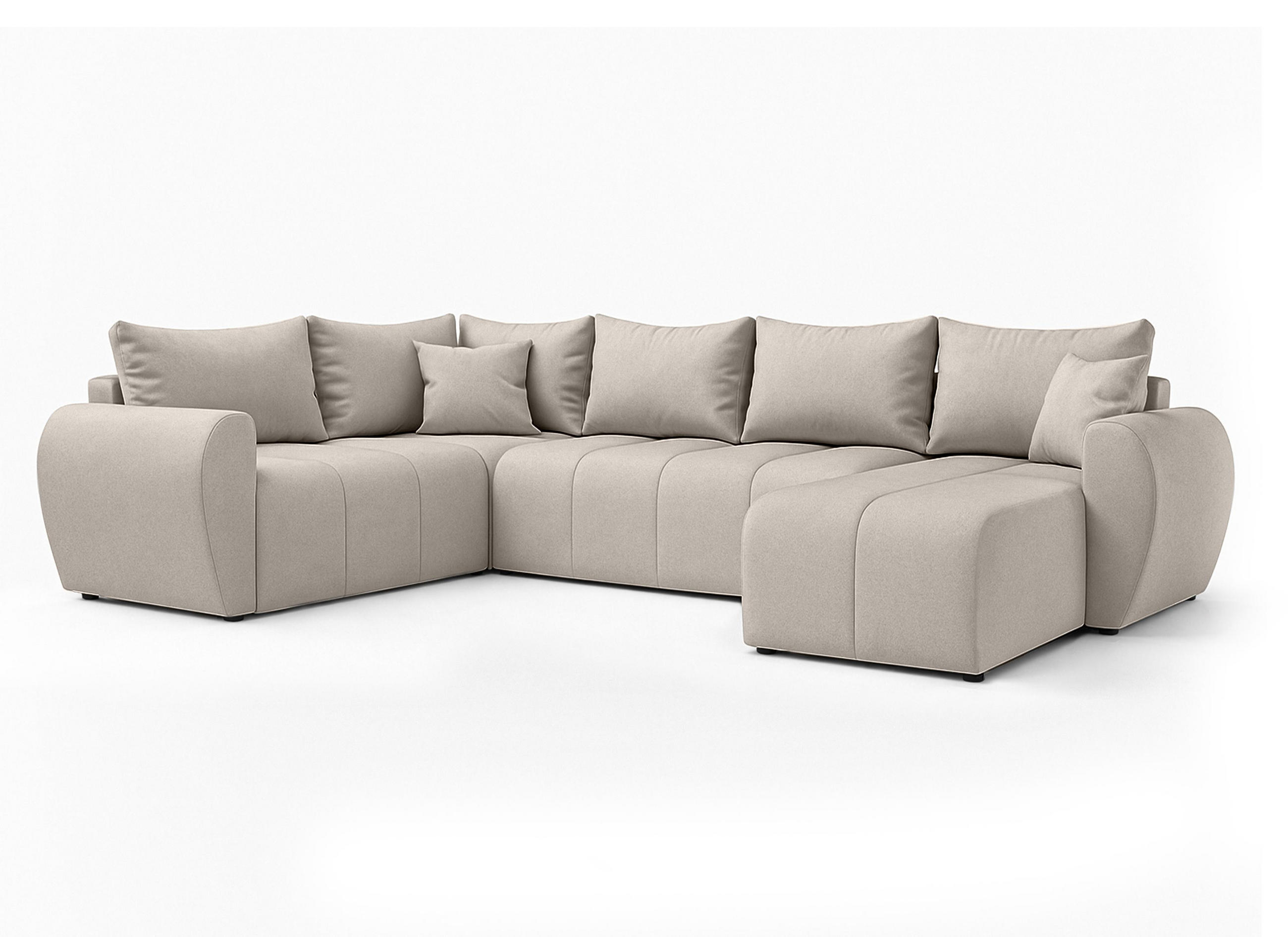 WOHNLANDSCHAFT Malatya U Form MAX Beige 311/145/80 cm mit Schlaffunktion - Beige/Schwarz, Kunststoff/Textil (303/80/208cm) - AX Living