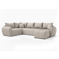 WOHNLANDSCHAFT Malatya U Form MAX Beige 311/145/80 cm mit Schlaffunktion - Beige/Schwarz, Kunststoff/Textil (303/80/208cm) - AX Living