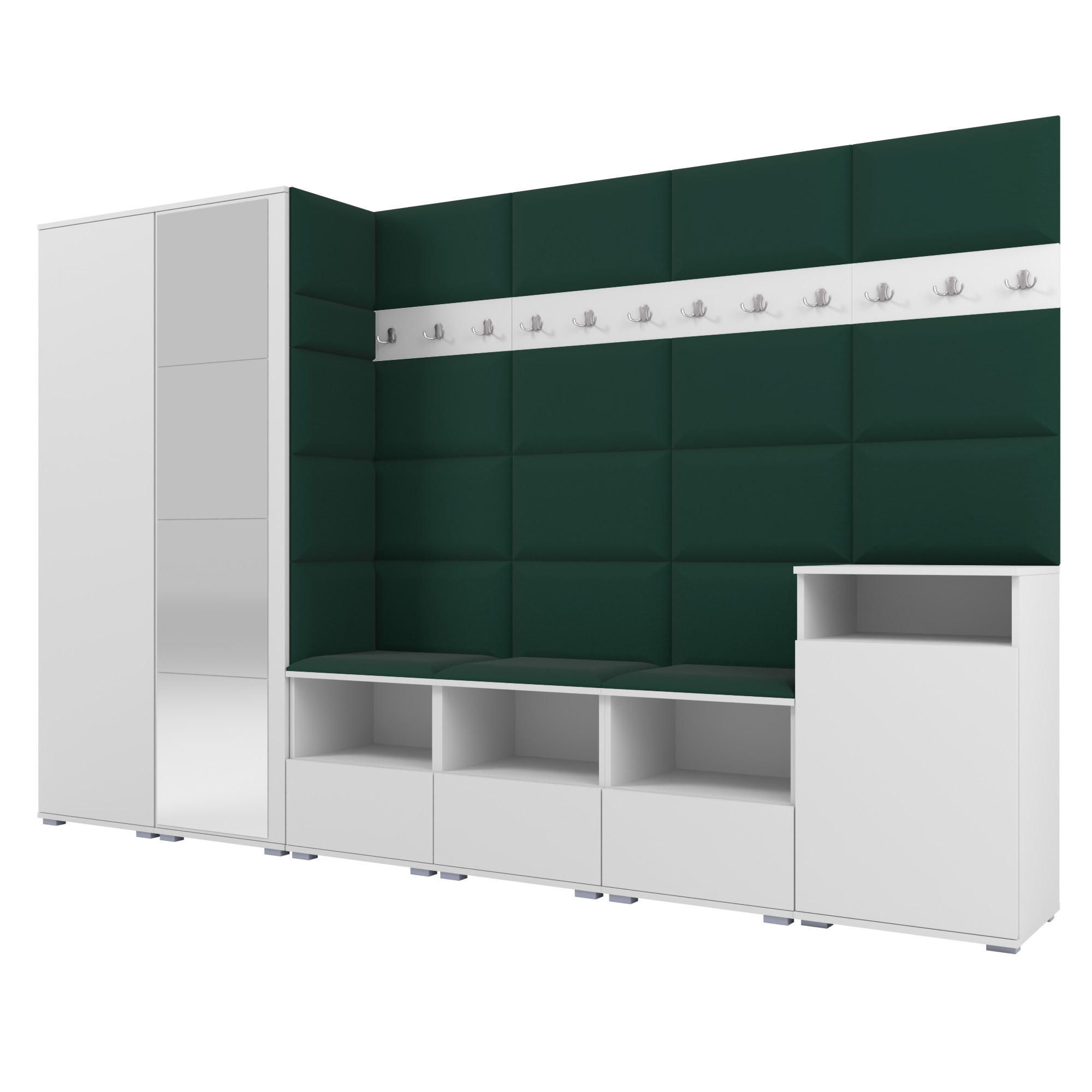 Ravio Garderobe Weiß, Dunkelgrün 300x187x40 cm