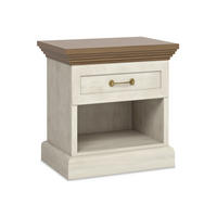 NACHTTISCH ARVEN mit Schublade, Cremeweiß - Eichefarben/Creme, Holz (57/50/45cm) - KONSIMO®