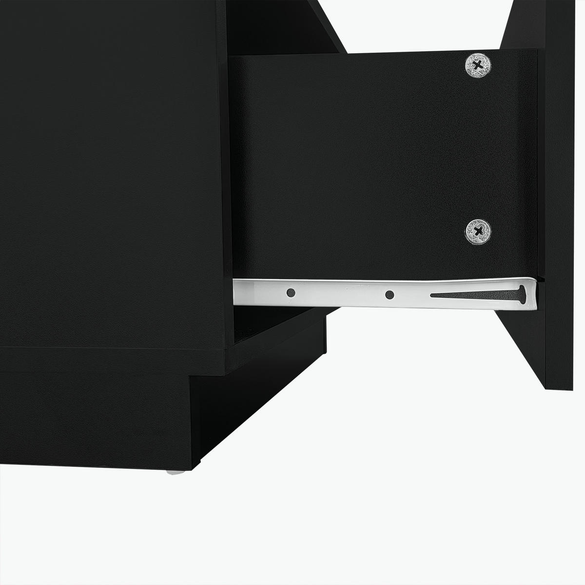 COUCHTISCH Schwarz 100/50/35,5 cm mit LED-Beleuchtung - Schwarz, Holzwerkstoff (50/100/35.5cm) - PANGIVO