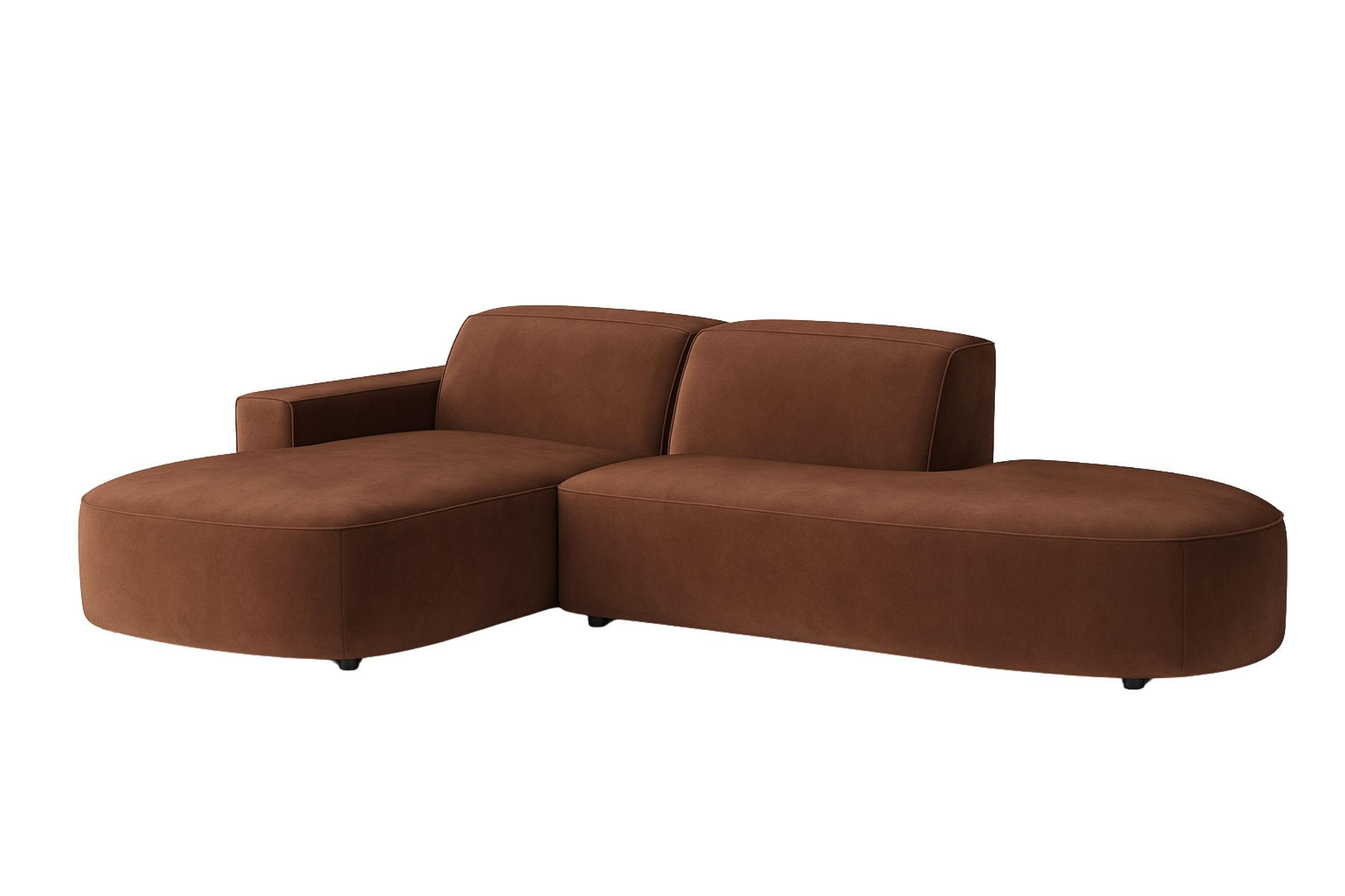 ECKSOFA Cursal Atelier, Stoff Salvador, Dunkelbraun, Links - Dunkelbraun, Holz (284/166cm) - Kaiser Möbel