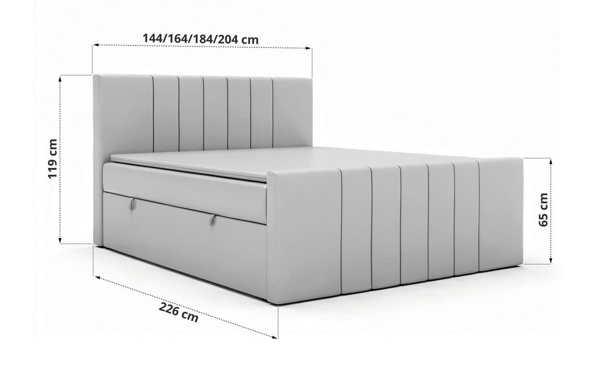 BOXBETT INERO DUO 200/200 - Greige Stukture - Topper T25 - H4 - Greige/Schwarz, Kunststoff/Textil (200/200cm) - MKS