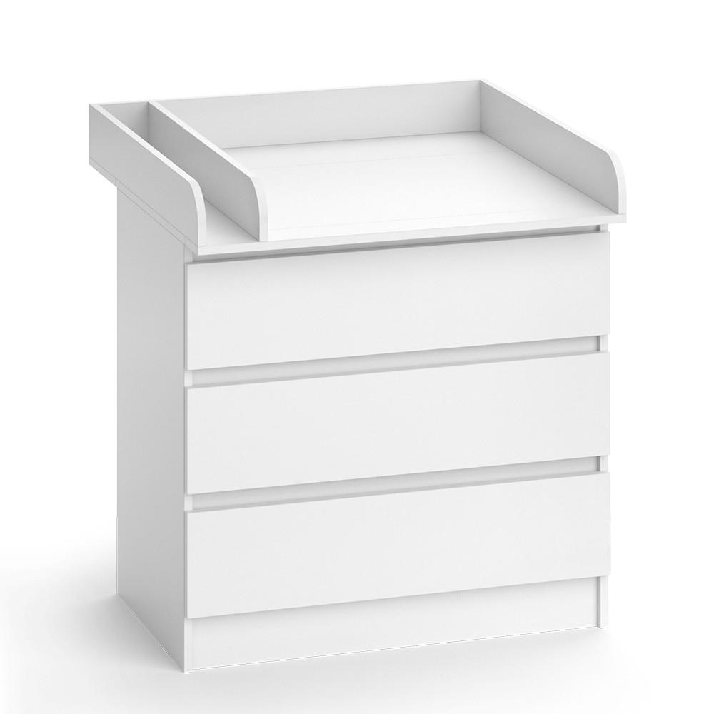 WICKELKOMMODE Emma Weiß 80 x 85.4 cm mit 3 Schubladen - Weiß, Holzwerkstoff (80/87/76cm) - Vicco