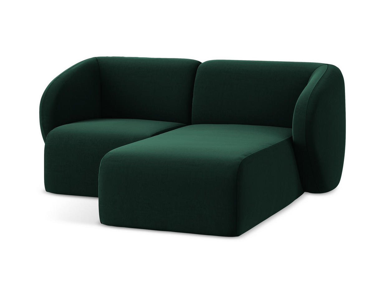 ECKSOFA Rechts Samt Stoff Grün - Dunkelgrün/Schwarz, Holzwerkstoff/Kunststoff (178/166cm) - Makamii