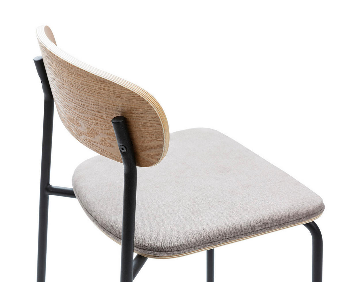 BARHOCKER (Set aus 2) aus Stoff mit schwarzen Metallbeinen - adriana 42/48/66 cm - Schwarz, Textil (48/66/42cm) - Calicosy