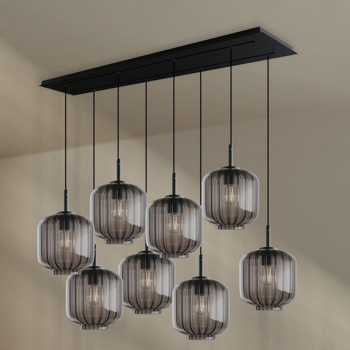 HÄNGELEUCHTE Velo 8-flammig Rauch Ø 20cm - Anthrazit/Schwarz, Glas (20/20/20cm) - s.luce