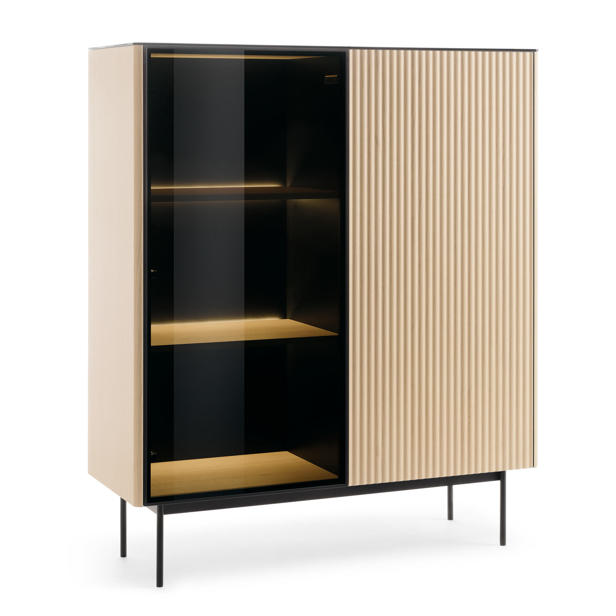 VITRINE OLDEN WIT1 Glasplatte Eiche - Eichefarben, Glas/Holzwerkstoff (107/126/39cm) - Komodee