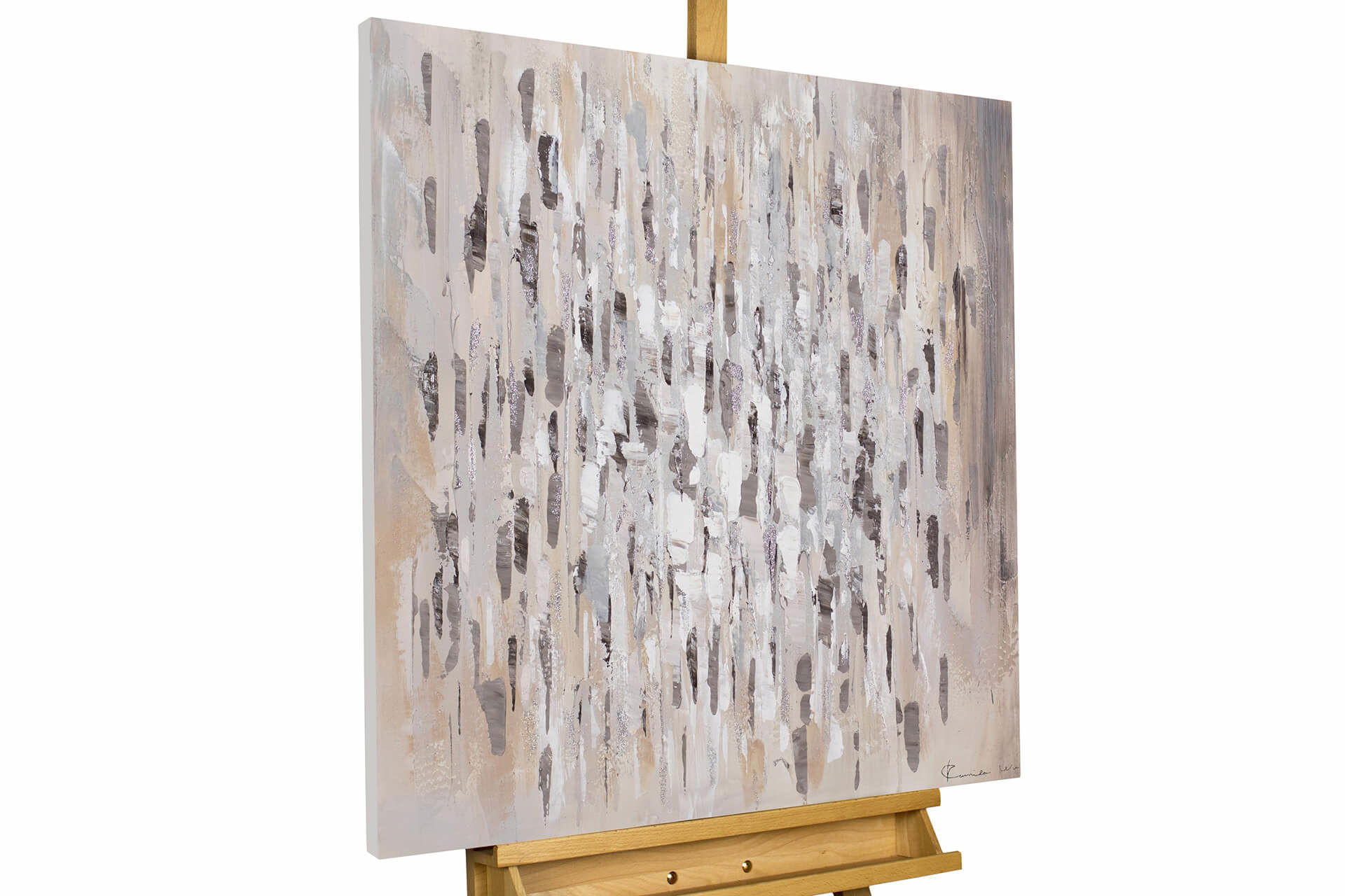 ACRYLBILD HANDGEMALT 80/80 cm - Grau, Holz/Textil (1.46/80cm) - KUNSTLOFT
