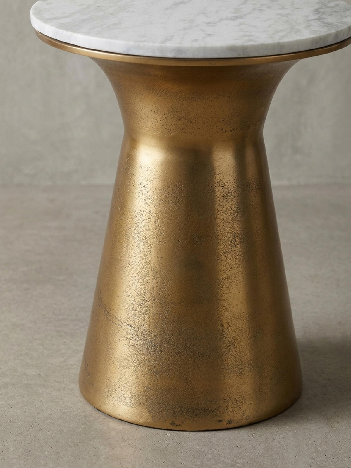 BEISTELLTISCH – Rund Marmor Weiß Metall Goldfarben 35x35x45 cm - Goldfarben/Weiß, Stein/Metall (35/35/45cm) - KADIMA DESIGN