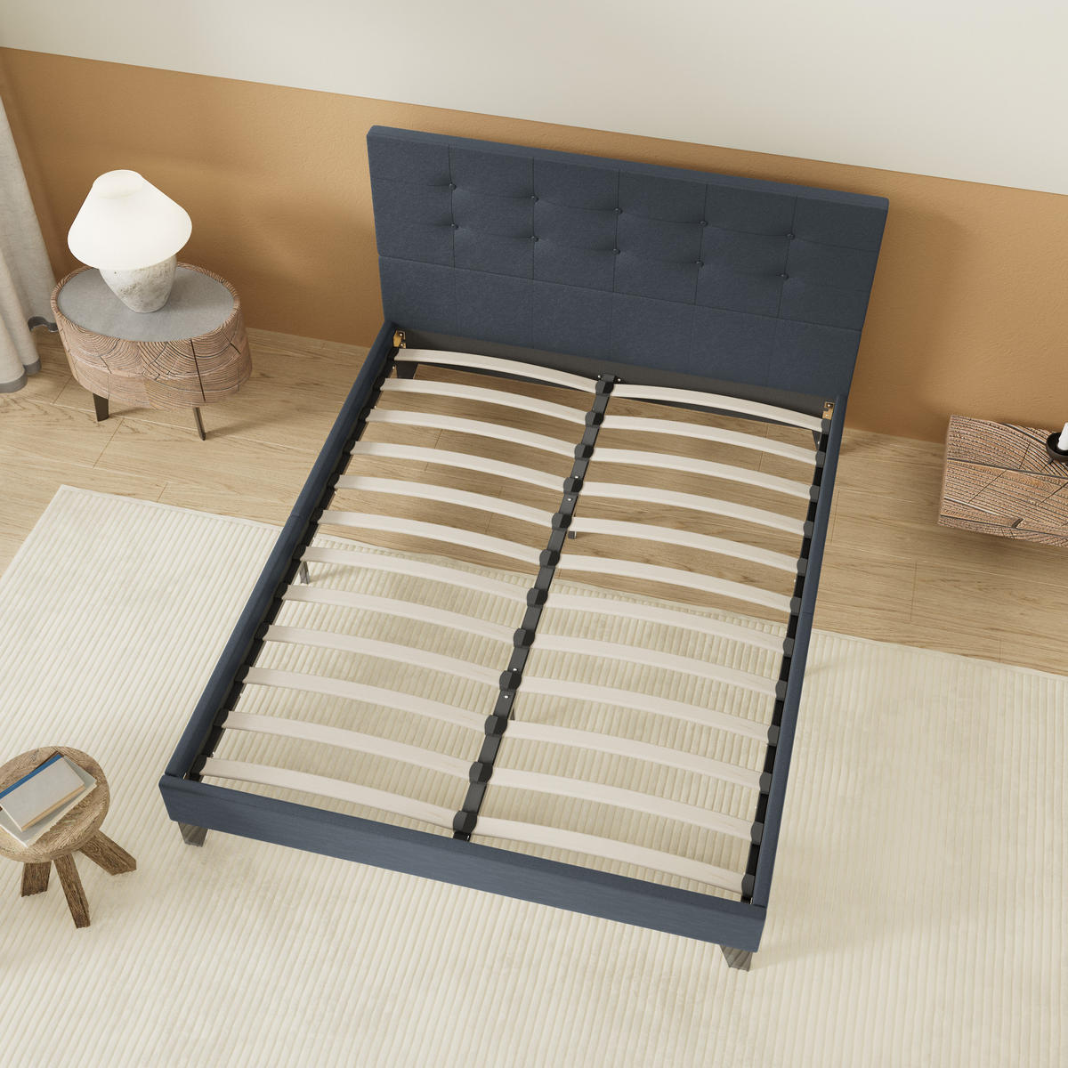 BETT aus schwarzem Kunstleder 140x200cm - Schwarz, Naturmaterialien (140/200cm) - November Sleep
