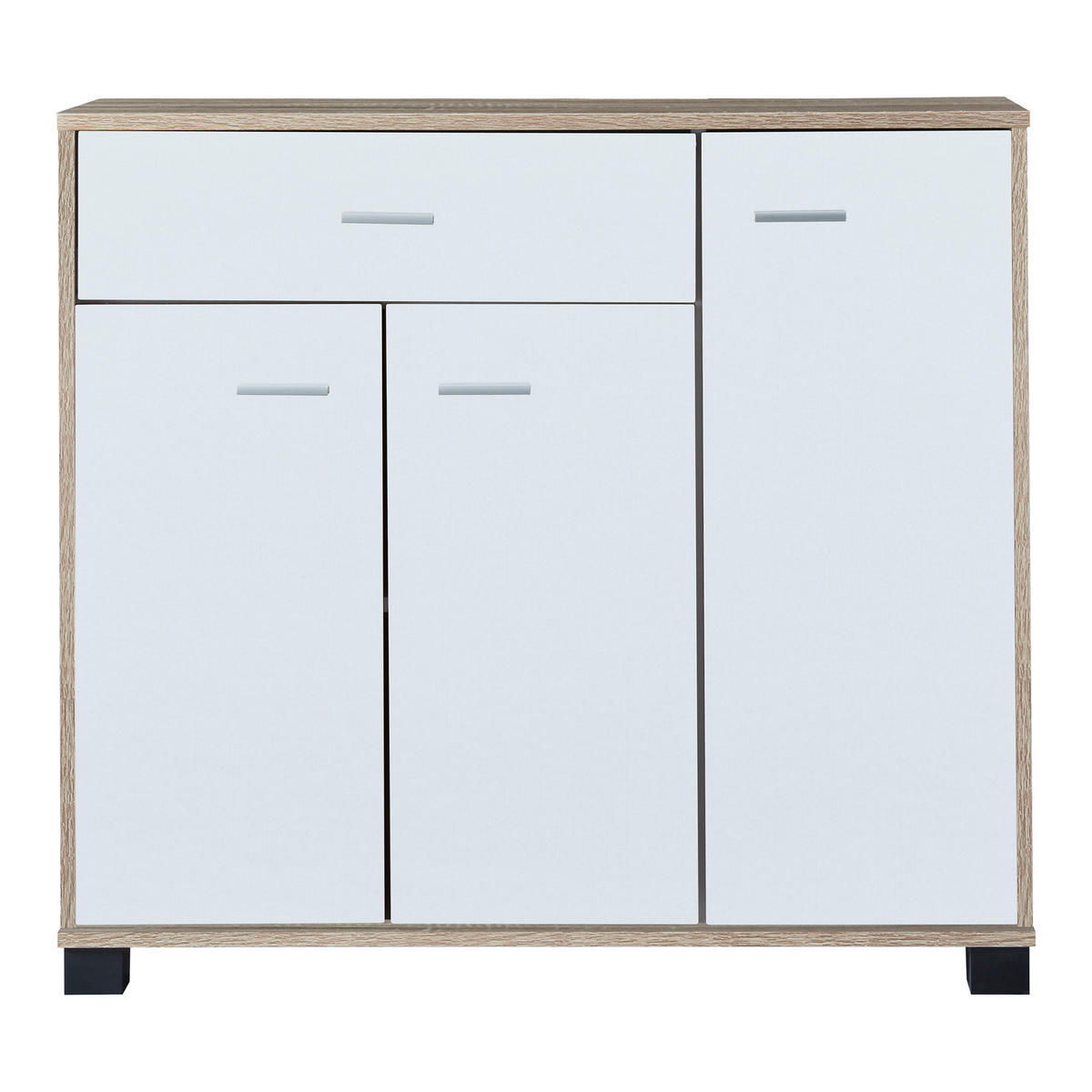 SIDEBOARD Bobeck - Eichefarben/Weiß, Holzwerkstoff (80/72/28cm) - [en.casa]