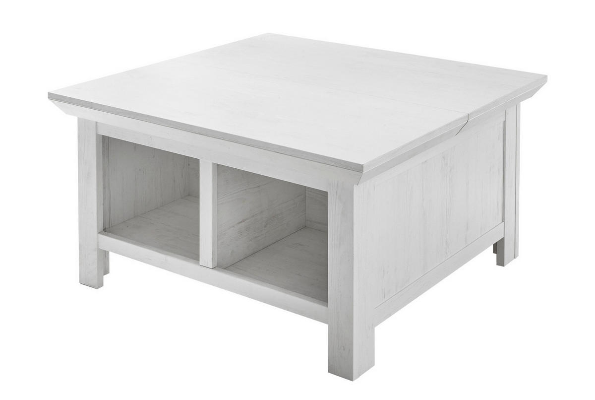 COUCHTISCH Pinie weiß 93 x 93 cm, Wohnzimmertisch mit Truhe - Weiß, Holzwerkstoff/Metall (93/93/50cm) - Furn.Design