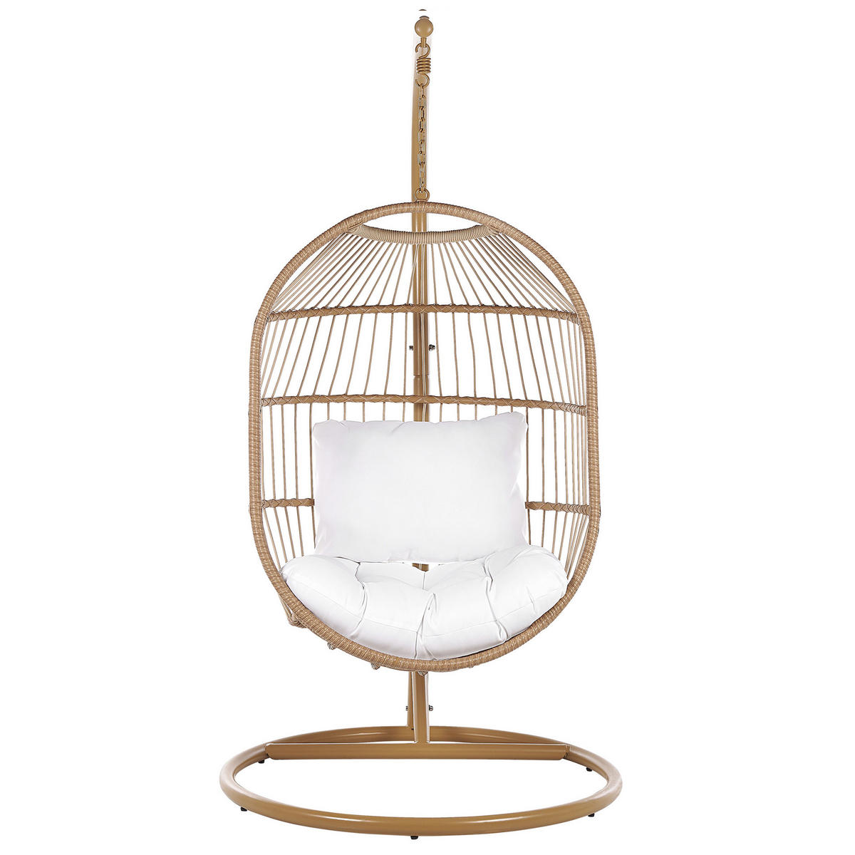 HÄNGESESSEL mit Gestell PE Rattan/Flechtseil natürlich 102 cm Alba - Beige, Kunststoff (102/200/102cm) - Beliani