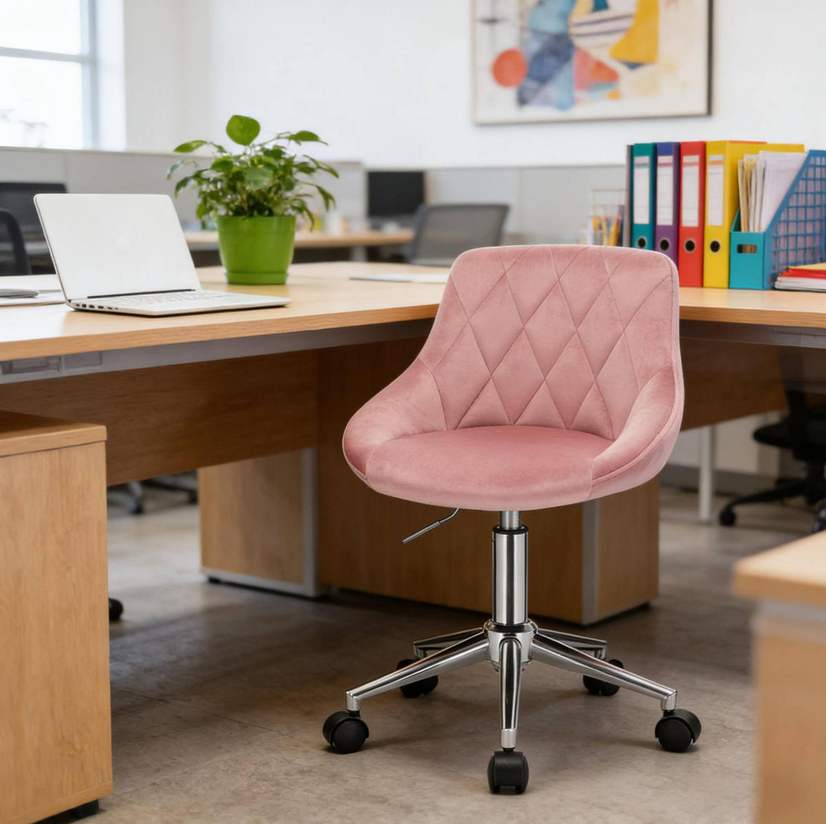 BÜROSTUHL höhenverstellbar drehbar Samt Pink - Pink, Metall (37.5/77/31.5cm) - Meubliv