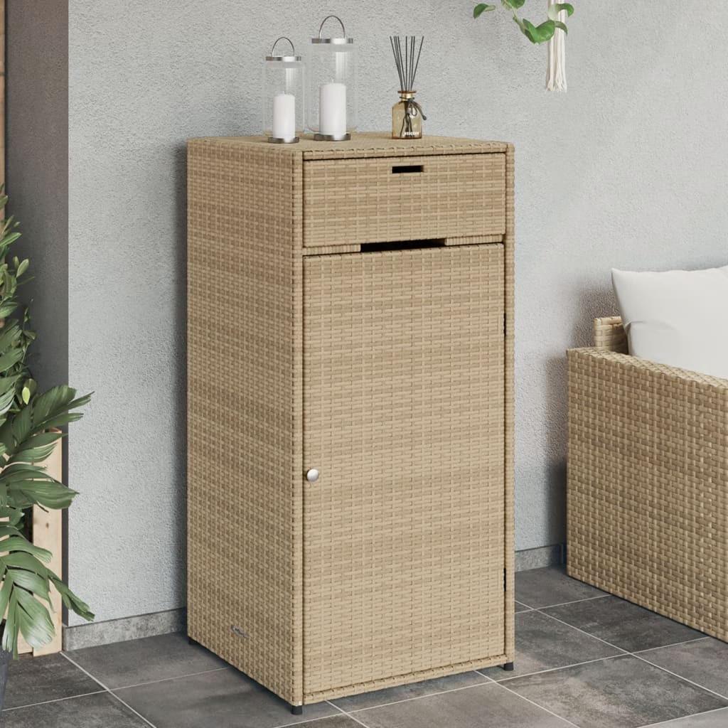 GARTENSCHRANK Beige 55x55x111 cm Poly Rattan - Beige, Kunststoff (55/111/55cm) - furnicato