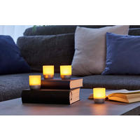 LED-AKKU-LOUNGE-LIGHTS - kabellos mit Touchsensor für Innen und Außen, RGBW Flackereffekt, 4er-Set - Silberfarben, Kunststoff (5/5/7cm) - Northpoint
