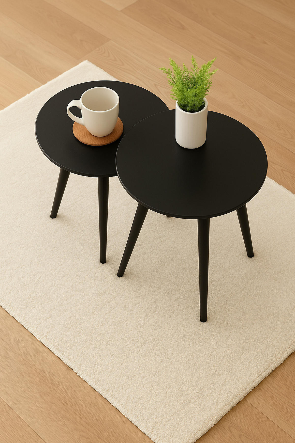 COUCHTISCH Cleo schwarz 40 / 40 / 45cm & 50 / 50 / 50cm (2er-Set) - Schwarz, Holz/Holzwerkstoff (50/50/50cm) - Feldmann-Wohnen