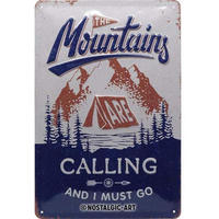 BLECHSCHILD 20/30 cm Outdoor & Activities The Mountains Are Calling - Multicolor, Metall (20/30/0.2cm) - Nostalgic-Art