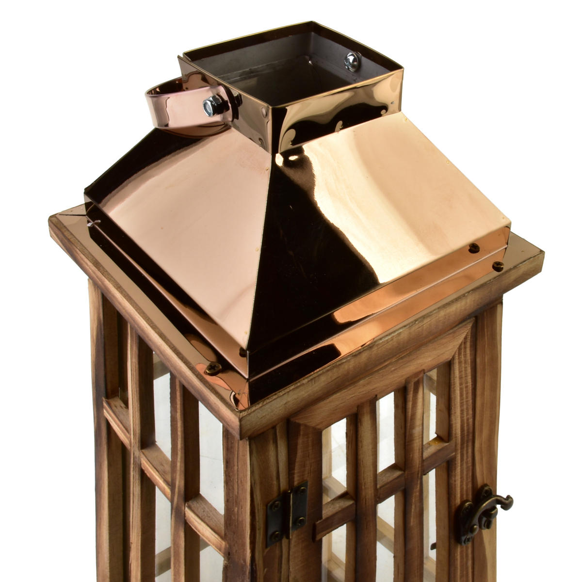 LATERNE Levi 2er Set braun 22/22/58 cm Holz - Braun, Holz (22/58/22cm) - Mondex