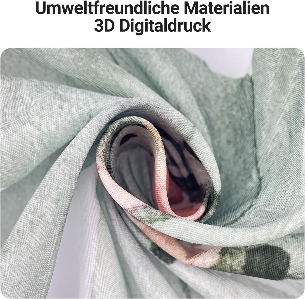 DUSCHVORHANG Blumen Muster beschwerter Saum Polyester schimmelresistent wasserabweisend waschbar fürs Badezimmer und Badewanne - Grün, Textil (200/180cm) - MCBOSON
