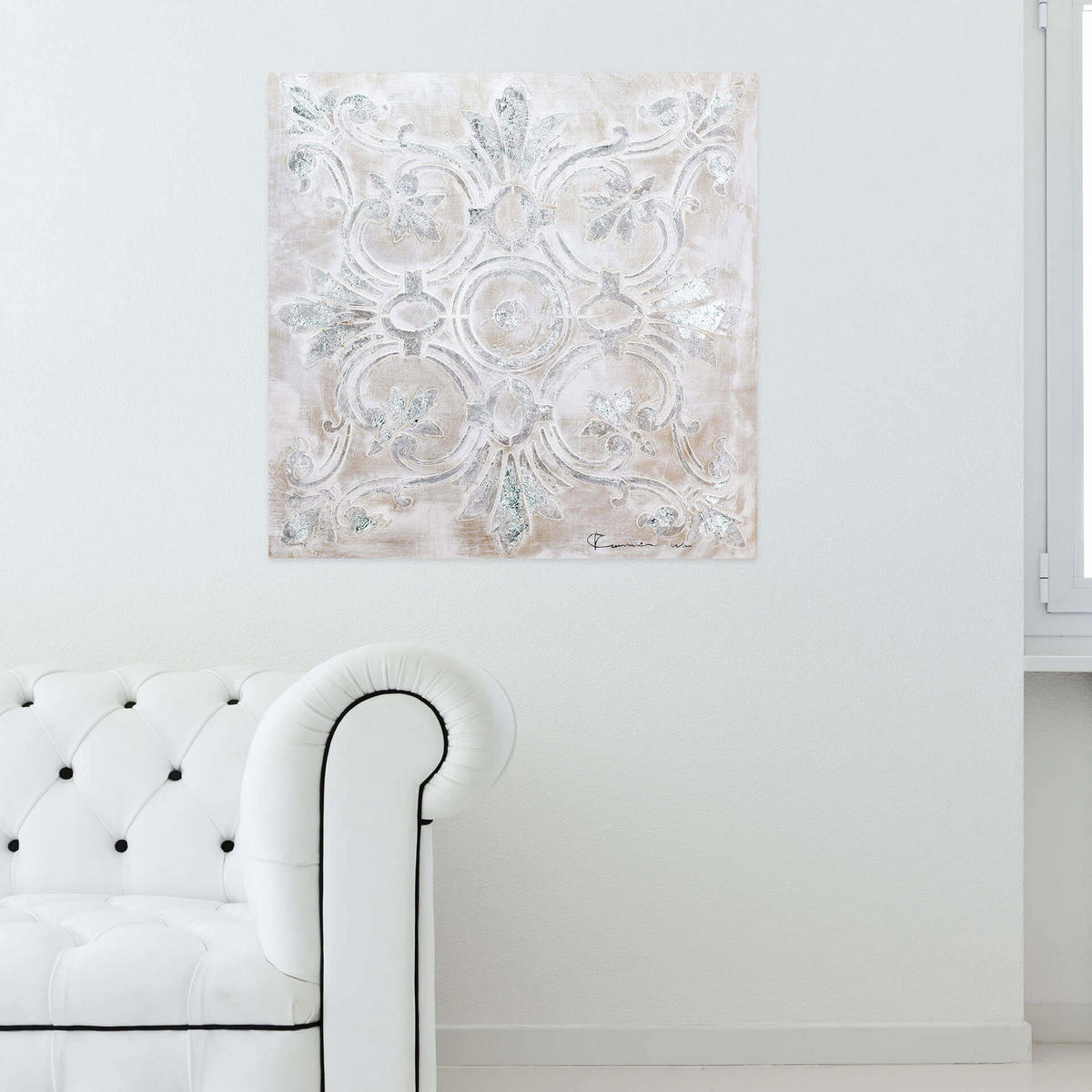 ACRYLBILD HANDGEMALT 80/80 cm - Grau, Holz/Textil (1.56/80cm) - KUNSTLOFT