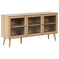 SIDEBOARD mit Glastüren 150 cm Hellbraun Albany - Braun, Holzwerkstoff (150/76/40cm) - Beliani