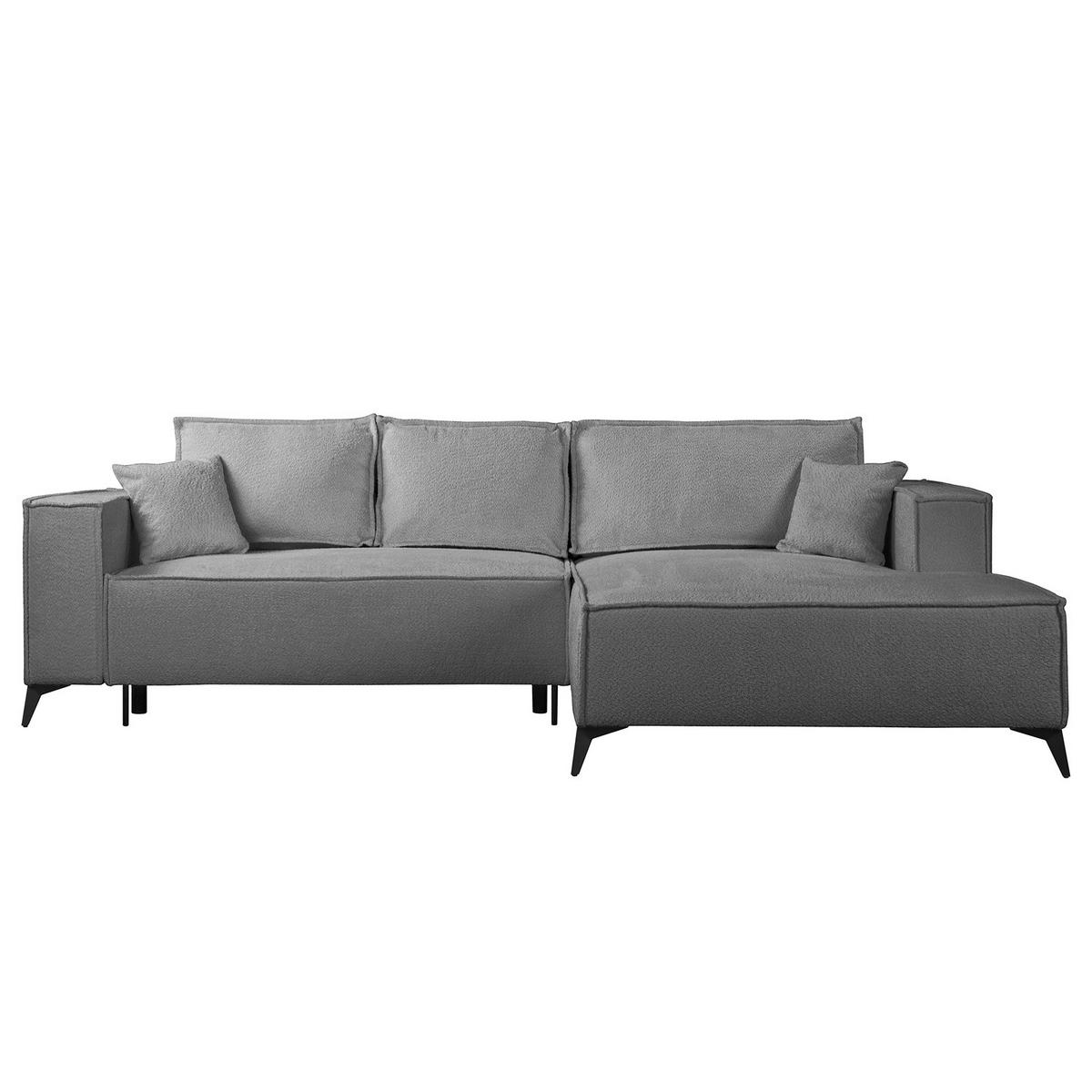 ECKSOFA mit Schlaffunktion - Silberfarben/Schwarz, Textil/Metall (294/185cm) - home24