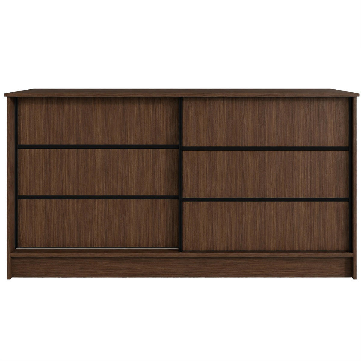 KOMMODE Mirela mit 2 Schiebetüren 160 cm, Walnuss+Schwarz - Walnussfarben/Schwarz, Holzwerkstoff (161/85/43.5cm) - Beautysofa