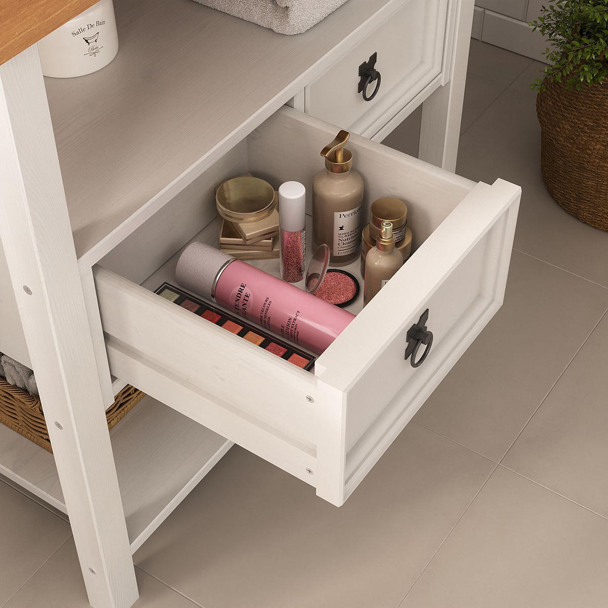 WASCHBECKENUNTERSCHRANK TEQUILA - Eichefarben/Weiß, Holz (80/78/40cm) - IDIMEX