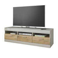 TV-LOWBOARD grau matt, Zinneiche 150 cm, TV Unterteil mit Soft-Close - Eichefarben/Silberfarben, Holzwerkstoff/Metall (150/46/45cm) - Furn.Design