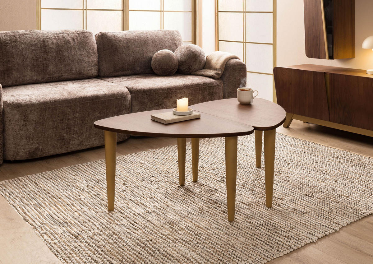 COUCHTISCH Nussbaum-Echtholzfurnier 120x70x45 braun lackiert BUTTERFLY #115 - Braun, Holz (120/70/45cm) - Massivmoebel24